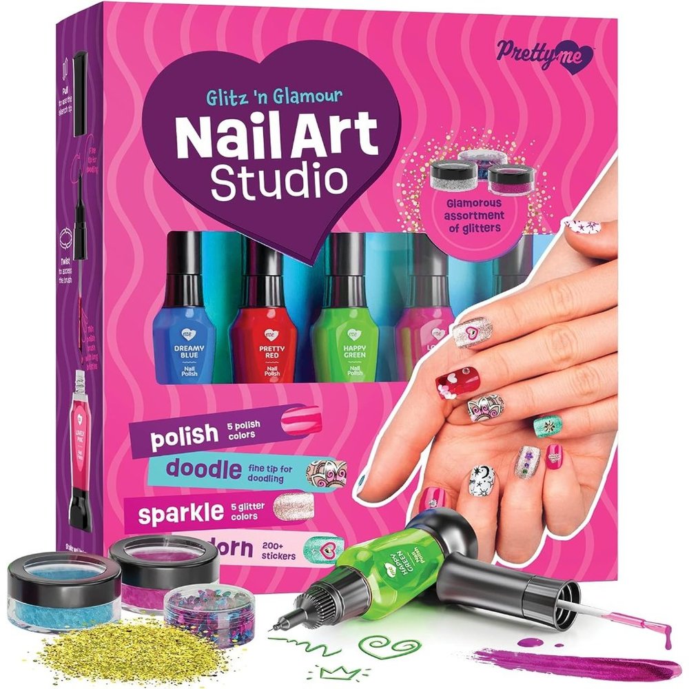 Kids Blue Red Green Pink Clear 5 Vibrant Nail Polish Brush Pen Combos